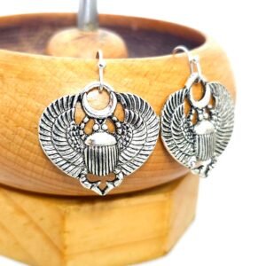 Egyptian Scarab Fishhook Earrings