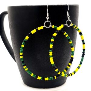Mixed Jamaican Hoop Beaded Earrings