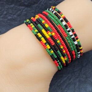 5 Afro Mix Seed Bead Anklets