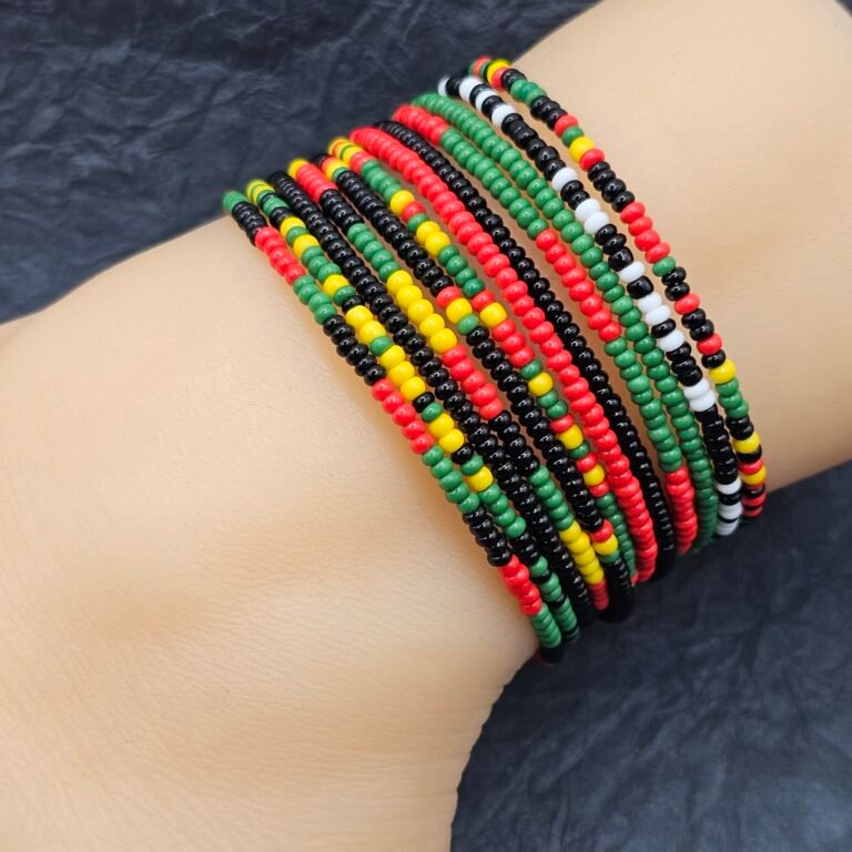 5 Afro Mix Seed Bead Anklets