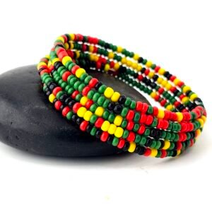 Mixed Rasta 5-Coil Beaded Bracelet
