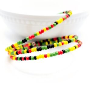 Mixed Rasta 5-Coil Beaded Bracelet