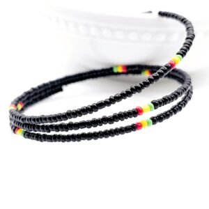 Black & Rasta 5-Coil Beaded Bracelet