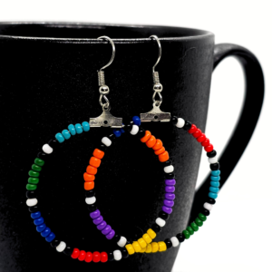 Small Maasai Inspired Beaded Hoop Earrings