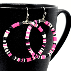 Pink Mix Flat Disk Hoop Earrings