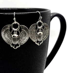 Egyptian Scarab Fishhook Earrings