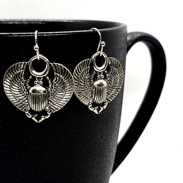 Egyptian Scarab Fishhook Earrings