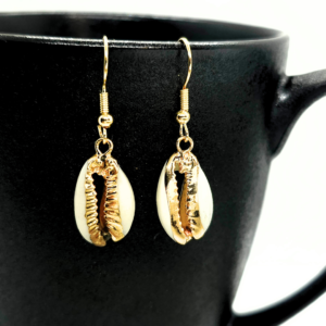 Golden Cowrie Shell Earrings