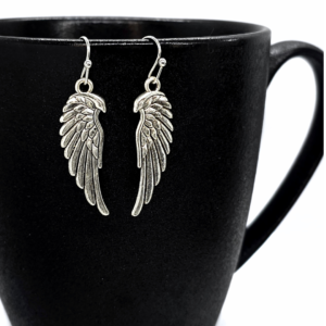 Hawk Wing Earrings, Antique Silver