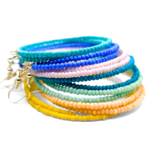 Pastel Beaded Hoop Earrings