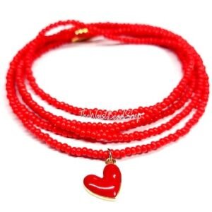 Red Waist Beads with Heart