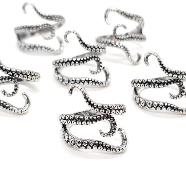 Squid Ring, Antique Silver