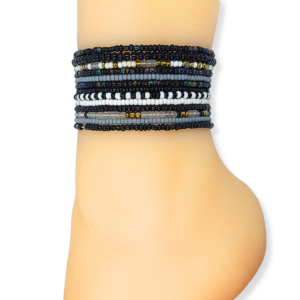 5pc Dark Mix Beaded Anklet Set