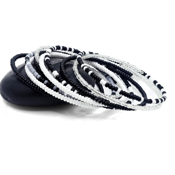 Monochrome Seed Bead Bangles Set