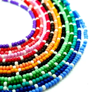 5 Color Block Beaded Anklets – Assorted