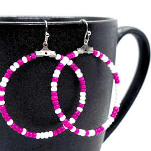 Checkered Hot Pink & White Earrings