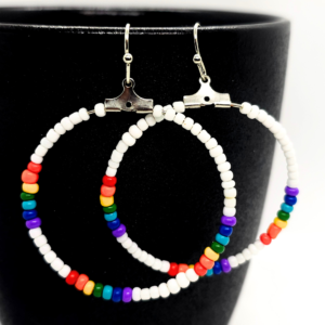 White Beaded Chakra Hoop Earrings
