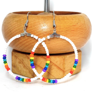 White Beaded Chakra Hoop Earrings