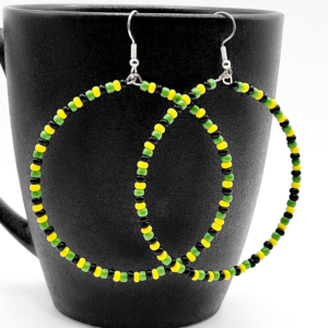 Jamaican Pride Hoop Beaded Earrings