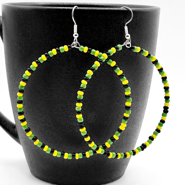 Jamaican Pride Hoop Beaded Earrings