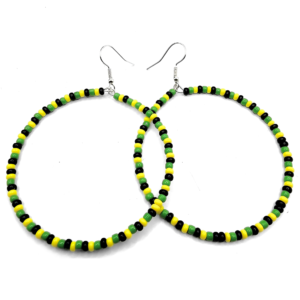 Mixed Jamaican Hoop Beaded Earrings