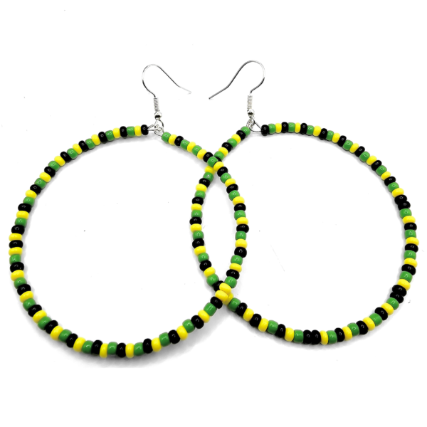 Jamaican Pride Hoop Beaded Earrings - Image 2