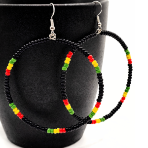 Rasta African Hoop Beaded Earring