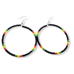 Rasta African Hoop Beaded Earring