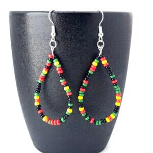 Teardrop Rasta Mix Beaded Earrings