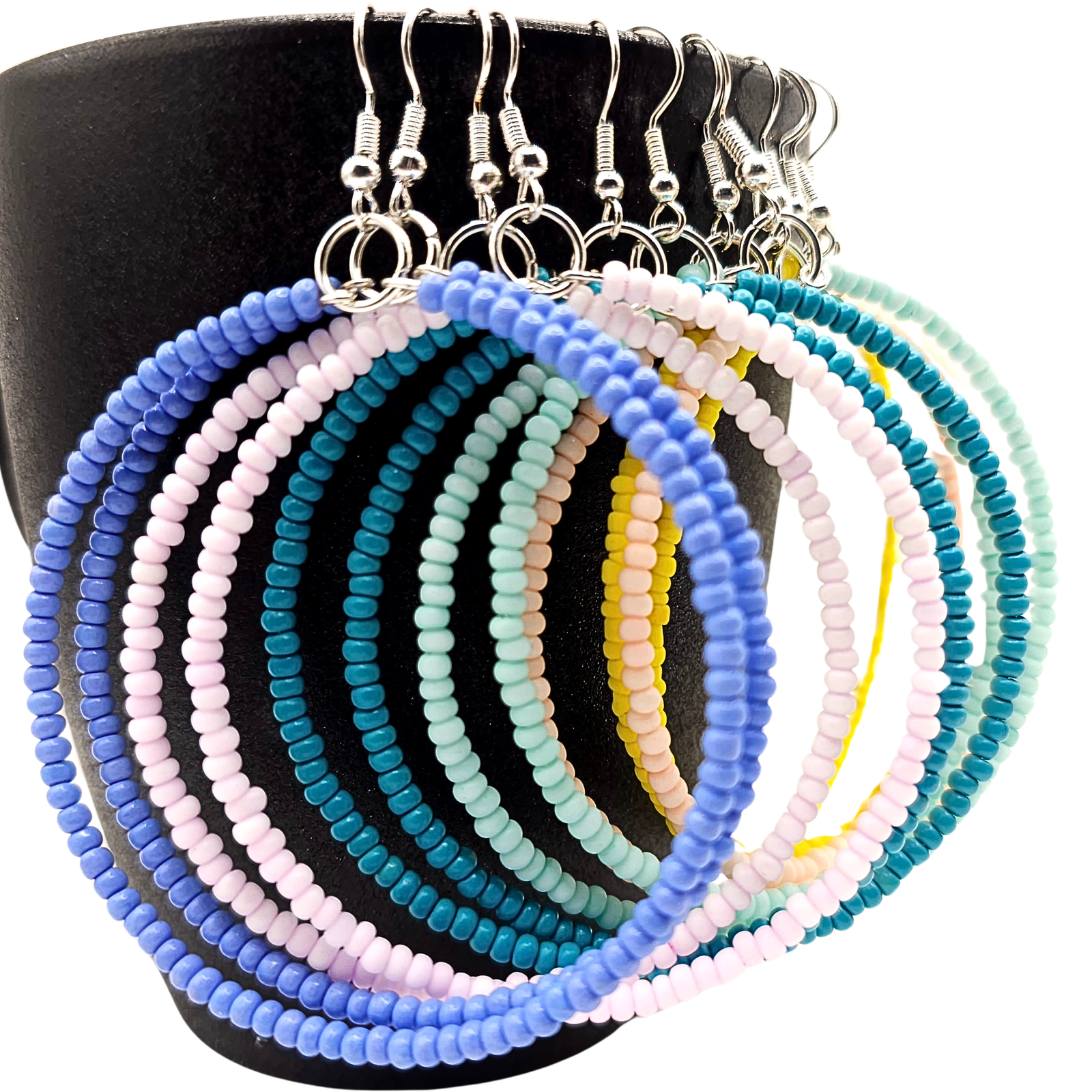 Pastel Beaded Hoop Earrings