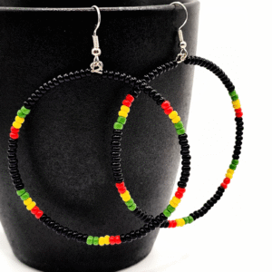 Rasta Beaded Hoop Earrings