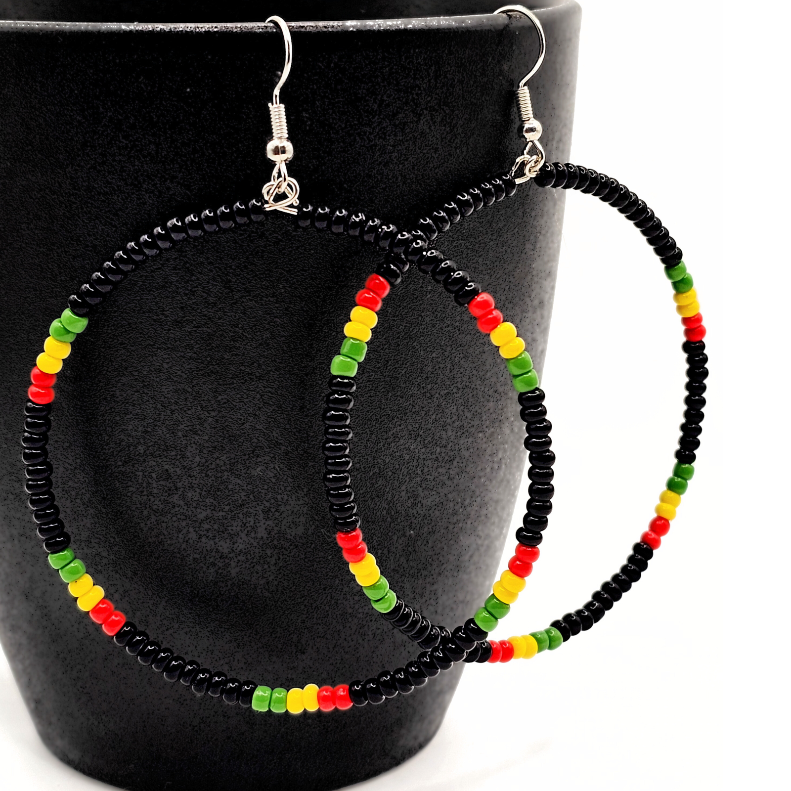 Rasta Beaded Hoop Earrings