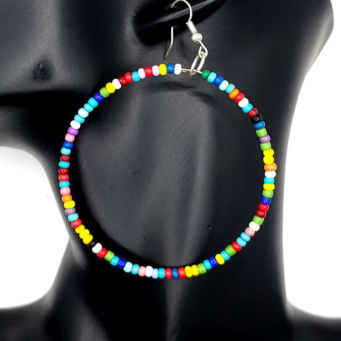 rainbow beaded earrings