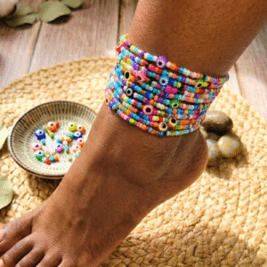 Rainbow Evil Eye Anklet Stack (5pc)