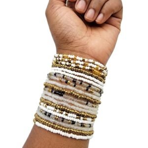 15 Seed Bead Bracelets – White Mix