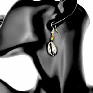 cowrie rasta silver earring