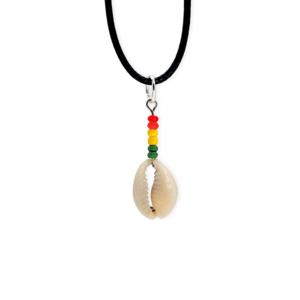 Rasta Cowrie Shell Black Cord Necklace