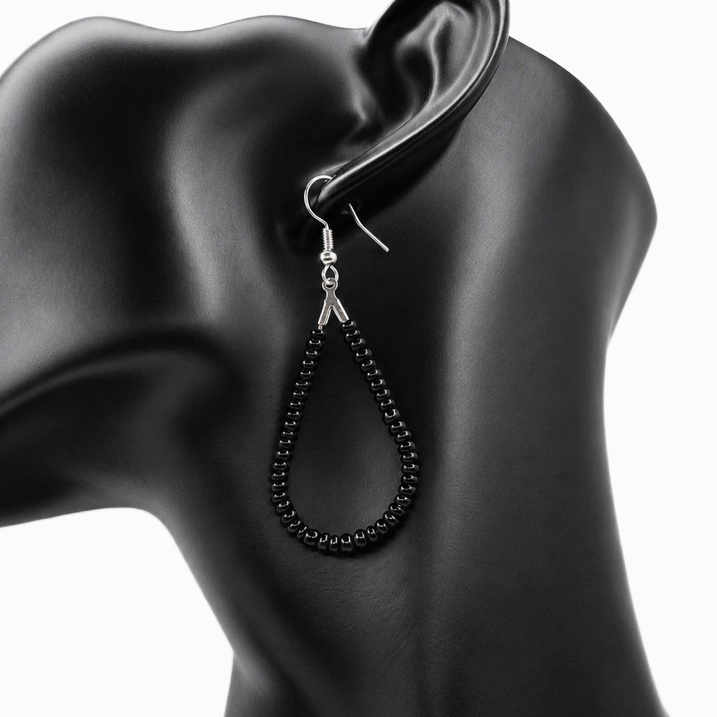 Solid Black Teardrop Earrings