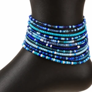 10pc Blue Mix Anklet Set