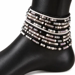 10pc Mixed Noir Anklet Set