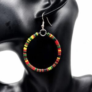Rasta Heishi Hoop Earrings