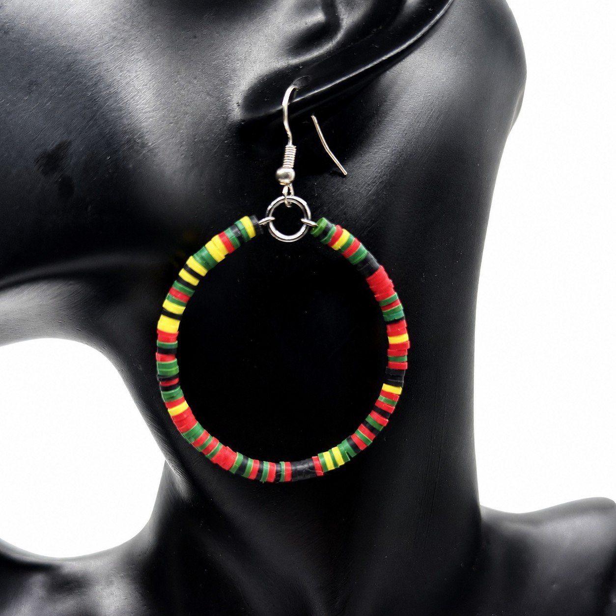 Rasta Heishi Hoop Earrings