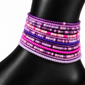10pc Mixed Purple and Pink Anklet Set